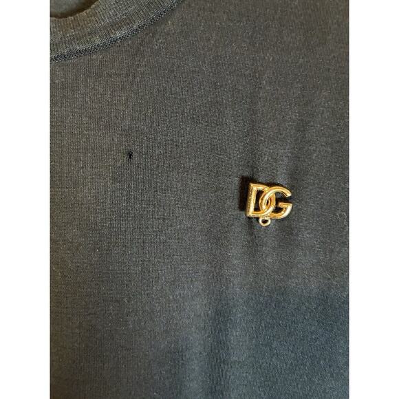 Dolce & Gabbana Men's Short Sleeve T-Shirt Navy , Size 48 Medium Silk Logo - Picture 5 of 8
